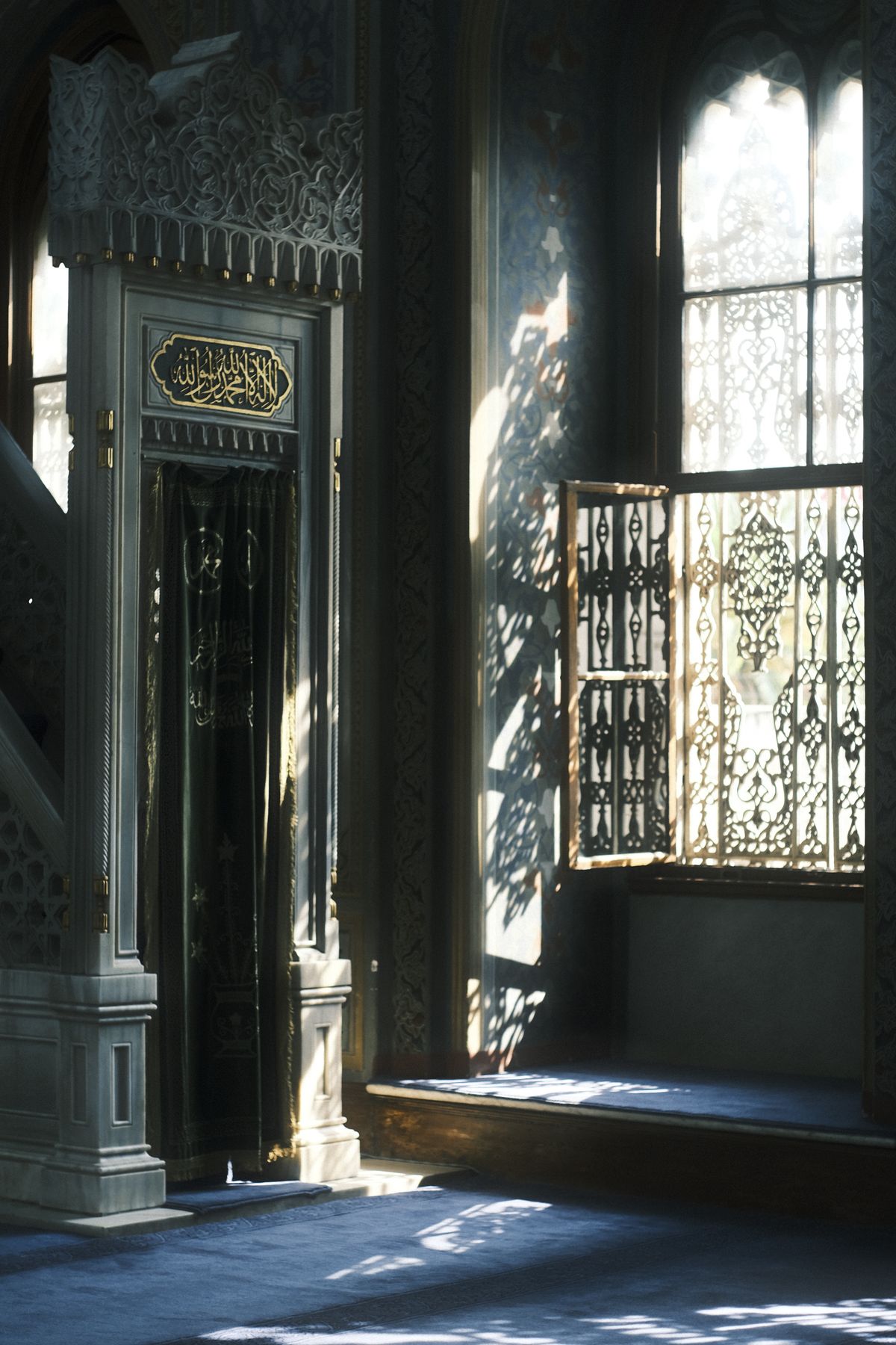 Sunlight through an ornate window